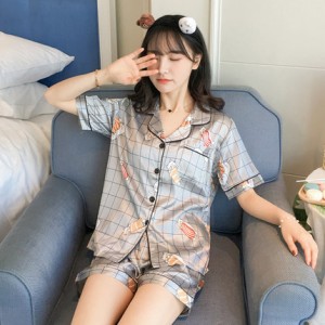 レディース パジャマ ルームウェア セット 可愛い シルク風 可愛い 大人 肌になじむ生地 柔らかい 女子 上下 ショートパンツ 半袖