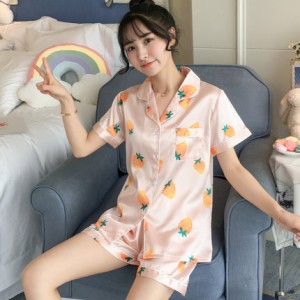 レディース パジャマ ルームウェア セット 可愛い シルク風 可愛い 大人 肌になじむ生地 柔らかい 女子 上下 ショートパンツ 半袖