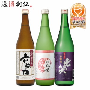 お歳暮 ワイングラスでおいしい日本酒アワード 2022 最高金賞酒 3本 飲み比べセット 720ml 六歌仙 越乃梅里 七笑 歳暮 ギフト 父の日