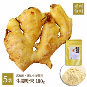 国産 生姜粉末（高知県産）180g×5袋 無添加 無着色 ジッパー付袋 保存もバッチリ！乾燥ショウガ粉末生姜、乾燥生姜パウダー、乾燥しょう