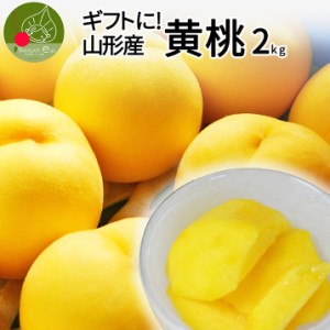 【2024年8月下旬発送 先行早割】 山形県産 黄桃 2ｋｇ（7〜12玉前後）クール便 ギフト 化粧箱入り 硬い桃 黄桃 山形県から産地直送 黄桃 