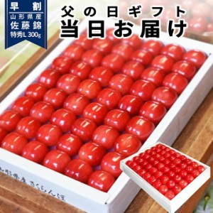 ＼父の日 早割 今なら当日お届けOK／ さくらんぼ 佐藤錦 特秀 Ｌ玉 鏡詰め 300g 山形県産 産地直送 化粧箱入 手詰め メッセージカード付