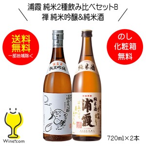 日本酒飲み比べセット 辛口 ギフト スマプレ会員 送料無料 浦霞 純米2種飲み比べセットB 禅 純米吟醸＆純米酒 ギフト 720ml×2本 日本酒 