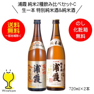 日本酒飲み比べセット 辛口 ギフト スマプレ会員 送料無料 浦霞 純米2種飲み比べセットC 生一本 特別純米酒＆純米酒 ギフト 720ml×2本 