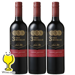赤ワイン スマプレ会員 送料無料 サンタリタ スリーメダルズ カベルネソーヴィニヨン 750ml×3本(003)チリワイン