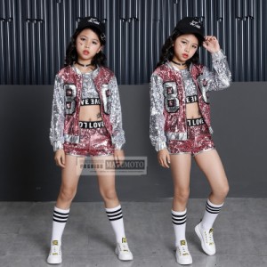 【三太郎の日】キッズダンス衣装 子供服セットアップ ダンストップス Tシャツ ショートパンツ ジャケット女の子 応援団 練習着 子供ダン