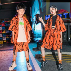 【三太郎の日】キッズダンス衣装 子供服子供 ジップアップ 2点セットアップ 　トップス＆パンツ 子供衣装 子供ダンス 発表会 HIPHOP  演