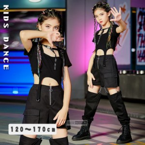 【三太郎の日】キッズダンス衣装 子供服 ヒップホップ タンクトップ 2点セット (トップス+パンツ )  へそ出し   練習着  応援団 子供ダン