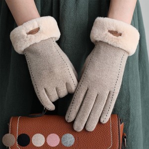 レディース スマホ手袋 N0302 （送料無料）スマートフォン対応手袋 ボア 手袋 ニット グローブ エレガンス 暖かい 防寒 冬用 かわいい タ