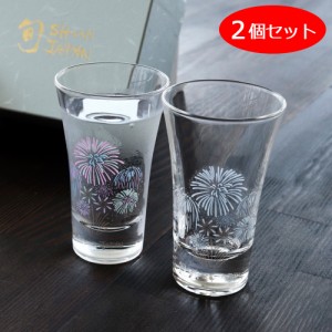 冷感グラス 花火 花火グラス 天開グラス 2個セット 100ml×2 丸モ高木陶器 日本製