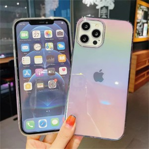 iPhone ケース 対応 グラデーション オーロラ 可愛い ソフト シンプル 透明 アイフォンケース かわいい クリア シリコン TPU 携帯電話カ