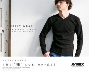 「 AVIREX アビレックス 」 テレコリブVネックL/S カットソー 617394 / 6153480 / 長袖 ロングスリーブ ロンT Tシャツ サーマル テレコ 