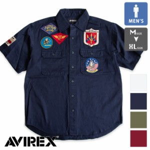 「 AVIREX アビレックス 」 TOPGUN SHIRT SLEEVE SHIRT トップガン 半袖 シャツ 7833123020 783-3123020 / ワッペン シャツ ミリタリーシ