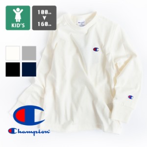 【 Champion チャンピオン 】 キッズ ワンポイント L/S Tシャツ CK-T401 / 長袖 ロンT ロゴT 丸首 クルーネック 無地 100cm 110cm 120cm 