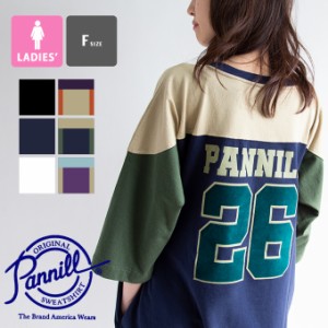 【 PANNILL パニール 】　5分袖 ナンバリング ロゴ Tシャツ ワンピース PN221BD12030 / PANNILL Tシャツワンピ 5分袖 ハーフスリーブ 丸