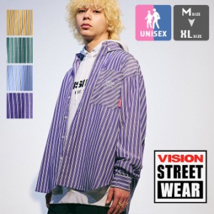 【SALE!!】「 VISION STREET WEAR ヴィジョンストリートウェア 」 STRIPE SHIRT ストライプ 長袖シャツ 03305034 / 3305034 / ヴィジョン