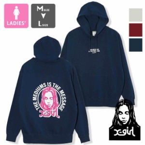 「 X-girl エックスガール 」 CIRCLE BACKGROUND FACE SWEAT HOODIE X-girl サークル バックグラウンド フェイス スウェット フーディー 