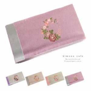 浴衣帯 刺繍 桜と菊 両面 花 半幅帯 半巾帯 細帯 浴衣 着物 説明書付き