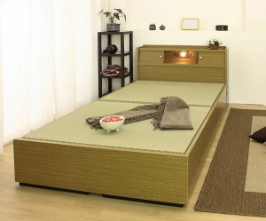防湿加工 棚照明引出付畳ベッド（セミダブル）木製ベッド 畳ベット（495）