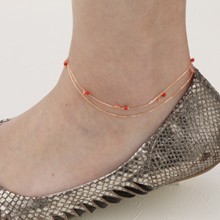 Airy 18金 アンクレット レディース サンゴ 珊瑚 18K gold coral beads anklet K18ゴールド サンゴ ブランド 【送料無料】夏 サマー プレ