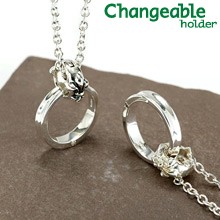 リングホルダー ペンダント ネックレス 指輪 リング 【changeable】【送料無料】Diaが光るペアリングとユリ＆クロスのリバーシブルホルダ