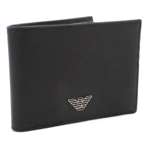 エンポリオアルマーニ EMPORIO ARMANI 二折財布 小銭入付き イーグルマークY4R165 Y138E 81072BLACK-BLACK ブラック wallet-01 mini-01 