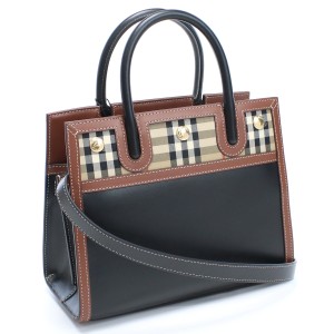 バーバリー BURBERRY トートバッグ ハンド 通勤 通学8025266 A1189 ベビー タイトル ヴィンテージチェック BLACK ブラック bag-01 tcld-b