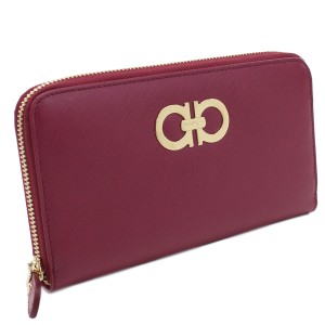 フェラガモ FERRAGAMO 長財布ラウンドファスナー ダブルガンチーニ22-B300 0614224 VINピンク系 wallet-01 tcld-bhsn