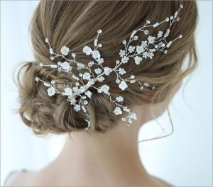 ヘッドドレス かすみ草 お花 シルバー ウェディングアクセサリー ブライダルジュエリー 髪飾り コンコルドの通販はwowma ワウマ Linaum 商品ロットナンバー