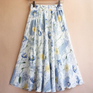 花柄 フレアスカート ロングスカート かわいい コットンスカート オーバーニー 人気