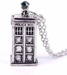 ドクター・フー風 Doctor Who 電話ボックス ネックレス ★ TARDIS 3D ペンダント ネックレス メンズ アクセサリー 銀 B47-1