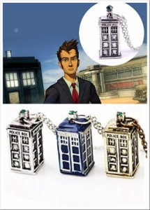 ドクター・フー風 Doctor Who 電話ボックス ネックレス ★ TARDIS 3D ペンダント ネックレス メンズ アクセサリー 金 銀 B47-7