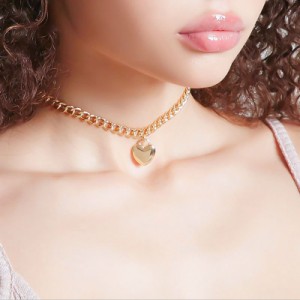 ★ シンプル ハート ネックレス ★ ペンダント チェーン ネックレス ジュエリー レディース 可愛い アクセサリー 金 銀 N18-3