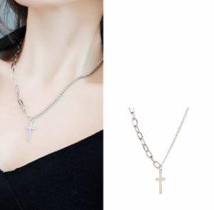 ★ シンプル 十字架 ネックレス ★ ペンダント チェーン ネックレス ジュエリー レディース 可愛い アクセサリー 銀 N17-13