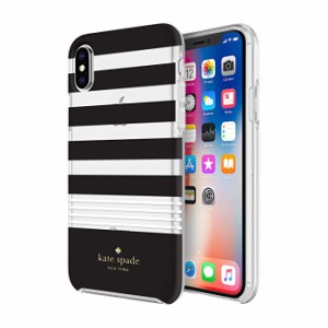 kate spade new york（ケイトスペード）iPhone x/xs スマホ ハードシェル ケース ブラック・ホワイト ストライプ