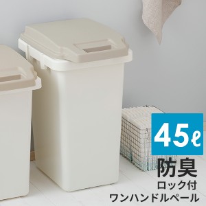 【メーカー直送】 ゴミ箱 防臭 ワンハンドルペール 45L 日本製 ロック付き 臭い漏れしにくい