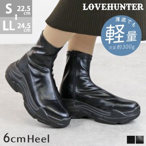 厚底 ストレッチブーツ プラットフォームソール レディース No.1532 22.5cm〜24.5cm 黒 ブラック LOVEHUNTER ラブハンター