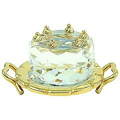 スワロフスキー Swarovski 2004年 廃盤品 『バースデーケーキ, ゴールドコーティング』 191602