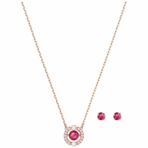 スワロフスキー Swarovski ネックレス ピアス レッド SPARKLING DANCE ROUND セット 5480494