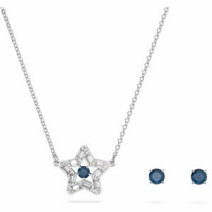 スワロフスキー Swarovski 星 ブルー Stella セット ロジウム・プレーティング ペンダント ピアス 5646762