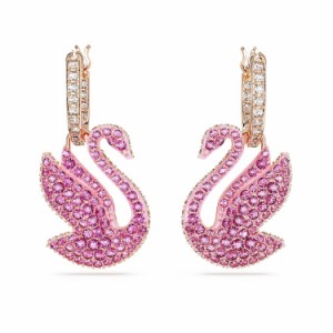 スワロフスキー Swarovski ピンク Iconic Swan ドロップピアス スワン, ローズゴールドトーン・プレーティング 5647544