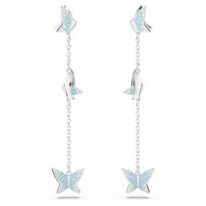 Swarovski Lilia 5662182 Earrings Butterfly Pendants Rhodium Women Blue Earrings