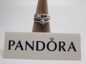 Pandora パンドラ リング 3 Three Wishes Gray Pearl Ring グレーパール 指輪