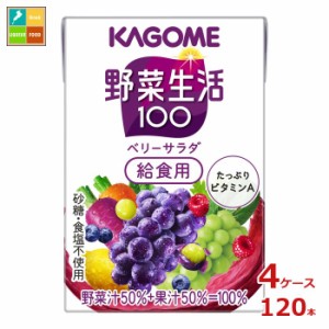 送料無料 カゴメ 野菜生活100 ベリーサラダ 給食用100ml×4ケース（全120本）