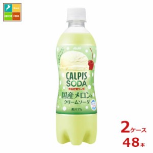 送料無料 アサヒ カルピスソーダ 国産メロンのクリームソーダ500ml×2ケース（全48本）