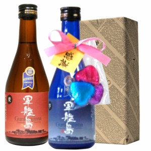 父の日 2024　軍艦島芋・麦焼酎のみくらべ300ml/2本セット ハートチョコ・感謝タグ付き付き　箱入包装　バレンタイン クリスマス　夏場ク