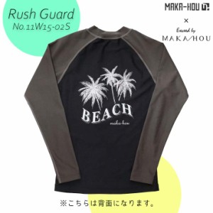 22 MAKA-HOU マカホー ラッシュガード Rash Guard 長袖 水着 ロング パームツリー ヤシの木 黒 UVカット 吸水速乾 レディース 2022年春夏