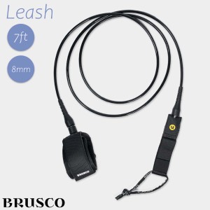 BRUSCO ブラスコ リーシュコード Leash 7ft 8mm 7フィート 8ミリ ファンボード ミッドレングス シンプル 黒 ブラック サーフィン サーフ