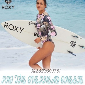 24 ROXY ロキシー ラッシュガード PRO THE OVERHEAD ONESIE ワンピース 水着 長袖 一体型 フラワー リーフ バックジップ 着脱しやすい ス