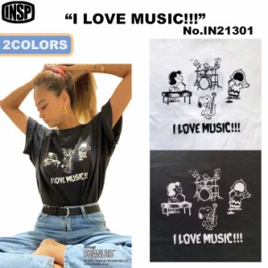 21 INSP インスピ Tシャツ I LOVE MUSIC!!! スヌーピー PEANUTS 半袖 トップス 夏服 ユニセックス 2021年春夏 品番 in21301 日本正規品